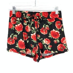 Cozy Rozy Love Shorts Women's Size M Black Sleep Floral Casual Waistband NEW